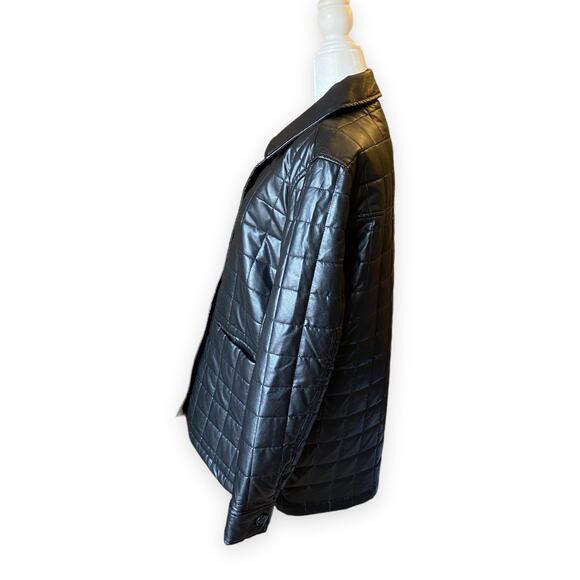 Sam Edelman Black Faux Leather Quilted Jacket - Picture 9 of 10